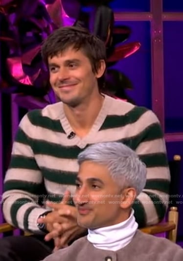 Antoni Porowski's green and white striped sweater on The View