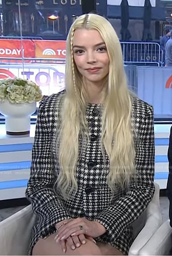 Anya Taylor-Joy's houndstooth jacket and mini skirt on Today