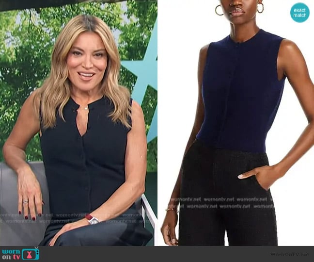 Aqua Cashmere x Liat Baruch Cashmere Crewneck Sleeveless Cropped Sweater worn by Kit Hoover on Access Hollywood