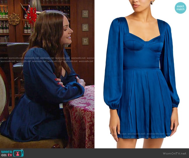 Aqua Satin Corset Dress worn by Stephanie Johnson (Abigail Klein) on Days of our Lives