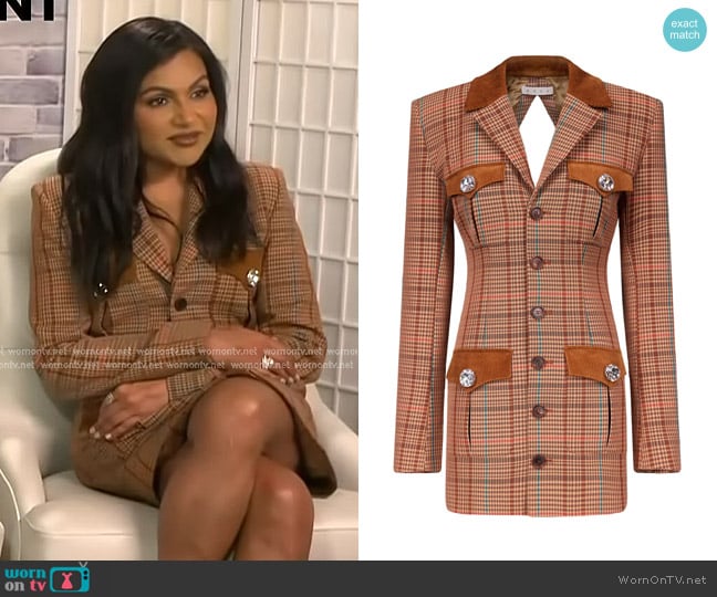 Area Open-back Blazer Dress worn by Mindy Kaling on Access Hollywood