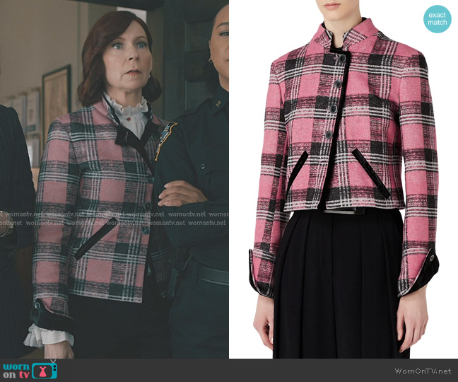 Emporio Armani Tartan Contrast Trim Jacket worn by Elsbeth Tascioni (Carrie Preston) on Elsbeth