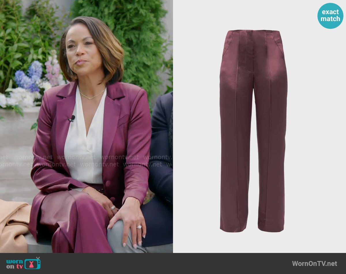 AS by DF Collins Satin Trousers worn by Nicole Dupree Richardson (Daphnee Duplaix) on Beyond the Gates