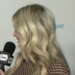 Ashley’s brown striped off shoulder dress on E! News