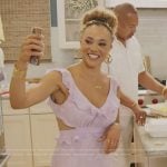 Ashley’s lilac ruffle cutout dress on The Real Housewives of Potomac