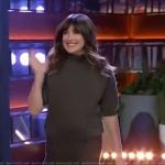 Ashley Tisdale’s brown short sleeve sweater and skirt on The Kelly Clarkson Show