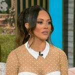 Ashley’s white polka dot sheer top on Tamron Hall Show