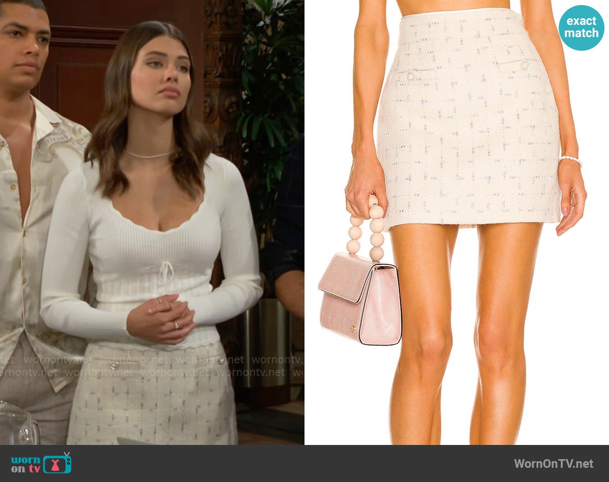 Assignment Tai Mini Skirt worn by Electra Forrester (Laneya Grace) on The Bold and the Beautiful