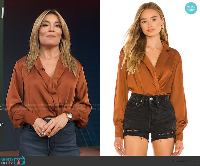 ASTR the Label Marietta Top worn by Kit Hoover on Access Hollywood