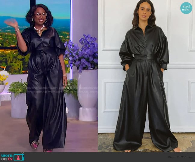 Jennifer’s black leather jumpsuit on The Jennifer Hudson Show