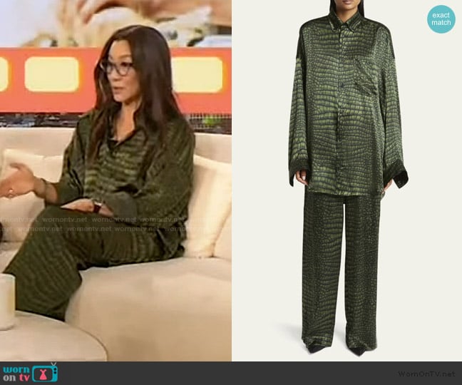 Balenciaga Cocoon shirt worn by Michelle Yeoh on The Drew Barrymore Show