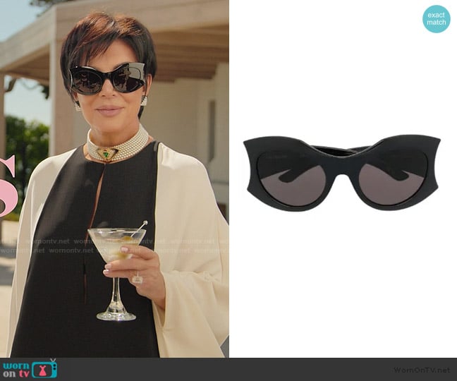 Balenciaga Hourglass round-frame sunglasses worn by Kris Jenner (Kris Jenner) on The Kardashians