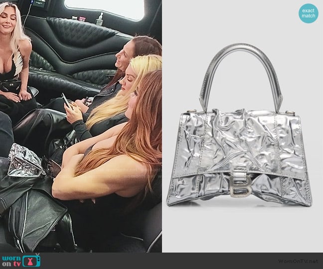 Balenciaga Hourglass Small Crushed-Effect Bag worn by Khloe Kardashian (Khloe Kardashian) on The Kardashians