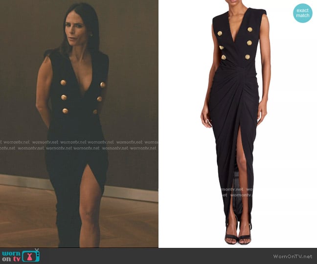 Balmain Faux-Button Draped Maxi Dress worn by Chloe (Jordana Brewster) on Elsbeth