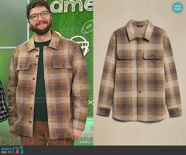 Banana Republic Melton Plaid Shirt Jacket worn by Andrew Boza on Sherri