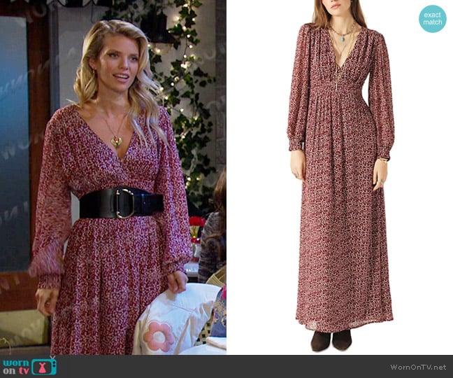 Ba&Sh Keira Maxi Dress in Burgundy worn by Catherina Greene (AnnaLynne McCord) on Days of our Lives