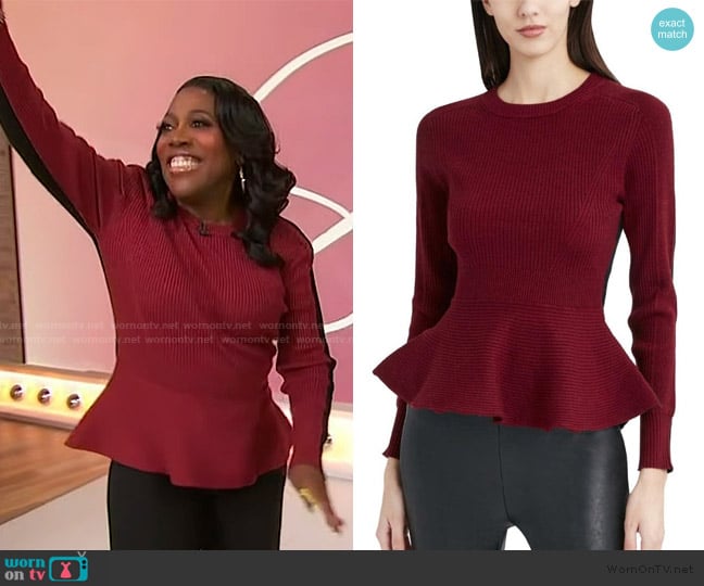 BCBGMAXAZRIA Long Sleeve Peplum Sweater worn by Sheryl Underwood on Sherri