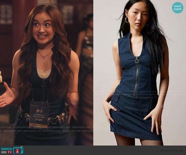 BDG Rowan Denim Zip-Up Mini Dress worn by Katherine Song-Covey (Anna Cathcart) on XO Kitty