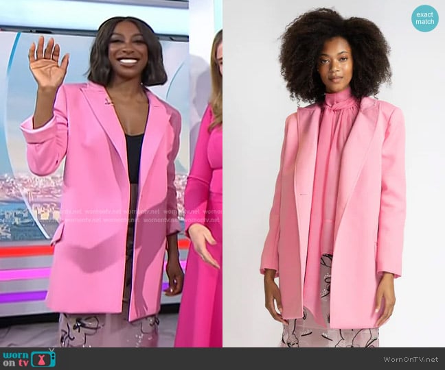 Bibhu Mohapatra Camellia Cady Coat Over Jacket worn by Ego Nwodim on Today