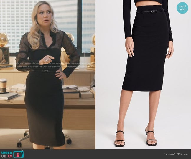 Black Halo Jackie O Pencil Skirt worn by Isla Gordon (Kate Hudson) on Running Point