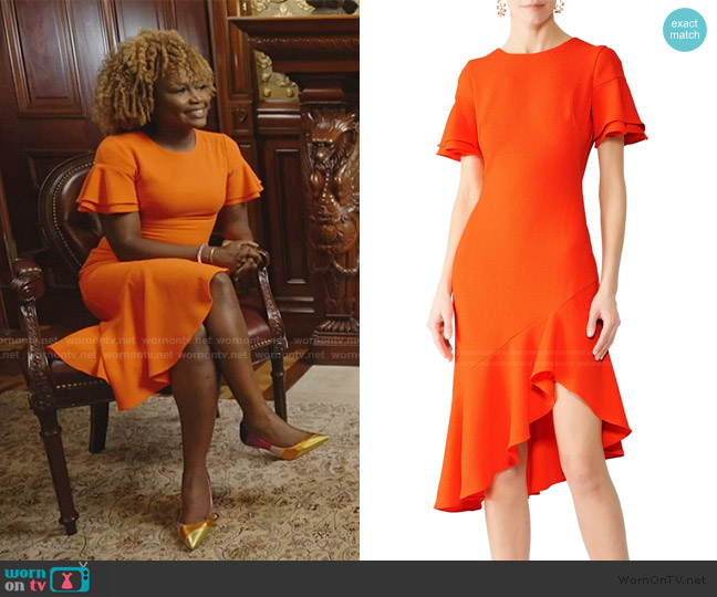 Black Halo Ruiz Dress worn by Karine Jean-Pierre on The Real Housewives of Potomac