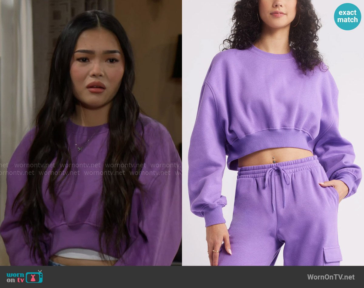 BP Crop Sweatshirt worn by Luna (Lisa Yamada) on The Bold and the Beautiful