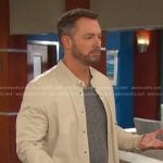 Brady’s ivory band collar leather shirt on Days of our Lives