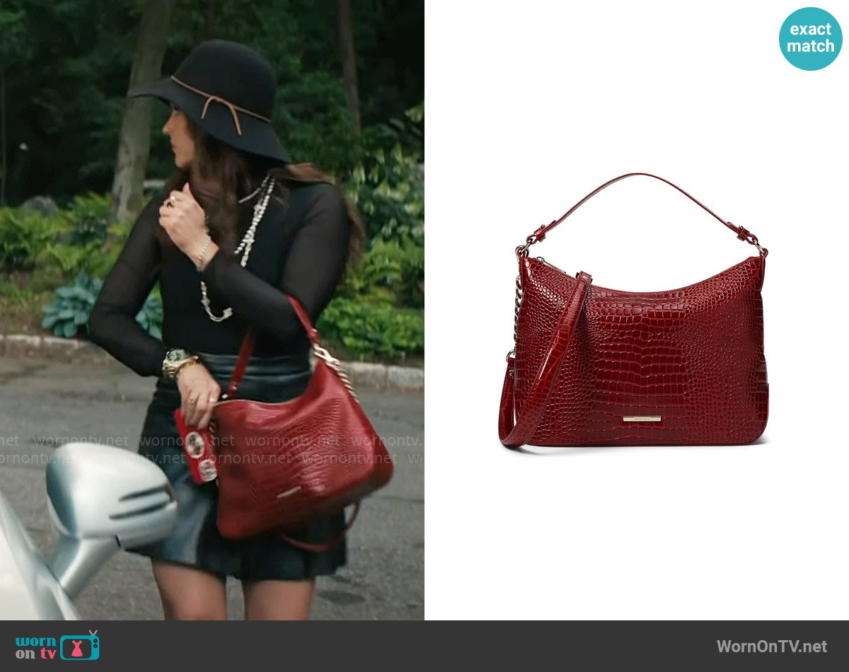 Brahmin Heather Bag in Red Glissandro worn by Birdie (Melissa Fumero) on Grosse Pointe Garden Society