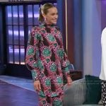 Brianne Howey’s floral print dress and pants on The Kelly Clarkson Show