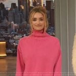 Brianne Howey’s pink turtleneck sweater and pants on The Drew Barrymore Show