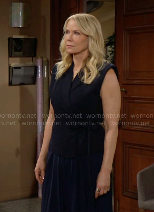 Brooke's black sleeveless dress on The Bold and the Beautiful