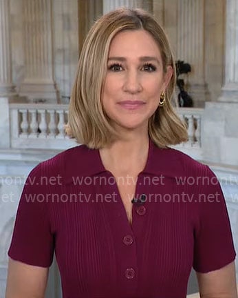 Caitlin Huey-Burns’ burgundy knit dress on CBS Mornings