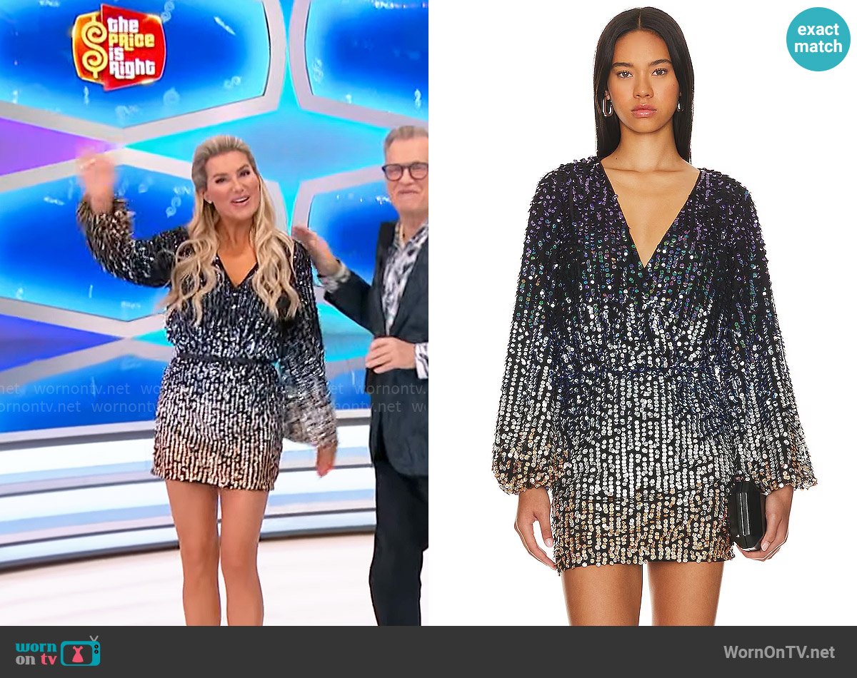 Camila Coelho Trinia Embellished Mini Dress worn by Rachel Reynolds on The Price is Right