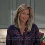 Carly’s navy and pink plaid shirt on General Hospital