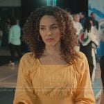 Carmen’s yellow square neck cotton dress on Cobra Kai