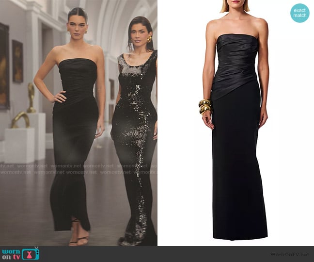 Carolina Herrera Strapless ruched bodice gown worn by Kendall Jenner (Kendall Jenner) on The Kardashians