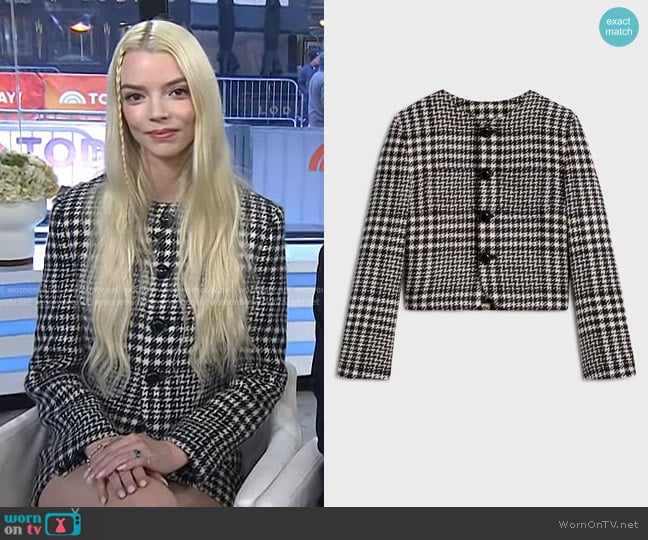 Celine Verneuil Jacket in wool tweed worn by Anya Taylor-Joy on Today