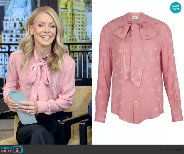 Celine Loose shirt in silk jacquard worn by Kelly Ripa on Live with Kelly and Mark