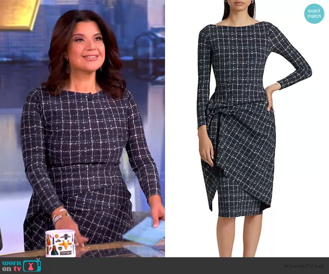 Ana’s black print gathered waist dress on The View