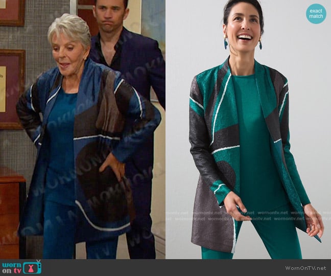 Chico's Crushed Print Jacket worn by Julie Olson Williams (Susan Seaforth Hayes) on Days of our Lives