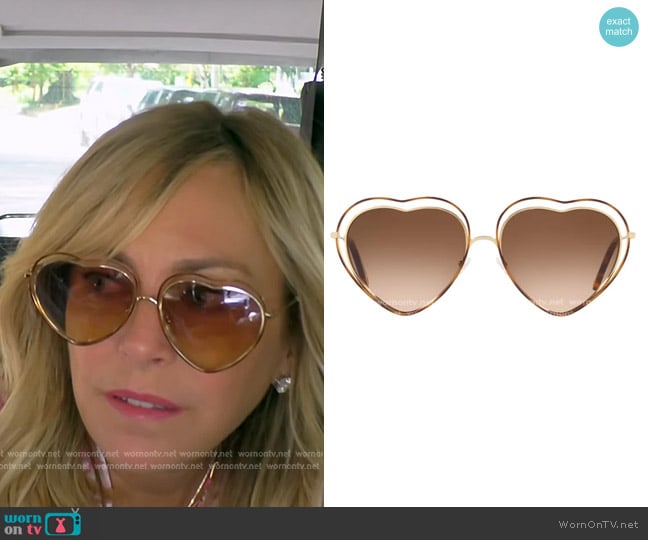 Chloe Poppy Heart Shaped Sunglasses worn by Sutton Stracke on The Real Housewives of Beverly Hills