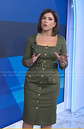 Chloe’s green square neck belted dress on Today