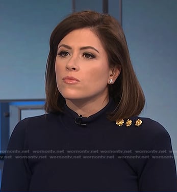 Chloe's navy button shoulder dress on NBC News Daily