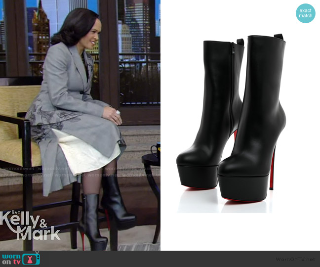 Christian Louboutin Calfskin Dolly Alta Booty 160 Ankle Boots worn by Linsey Davis on Live with Kelly and Mark