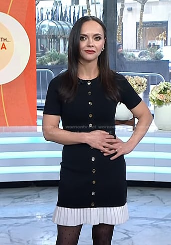 Christine Ricci’s black pleated hem dress on Today