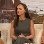 Christina Ricci’s gray stripe vest and pants on The Drew Barrymore Show