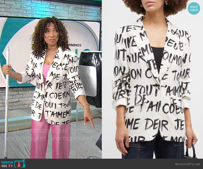 Cinq a Sept Cheyenne Amour Scrunched Crepe Blazer worn by Gabrielle Kerr on CBS Mornings