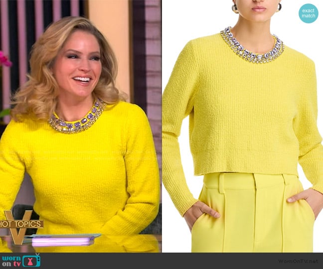 Cinq a Sept Claudine Embellished Sweater worn by Sara Haines on The View