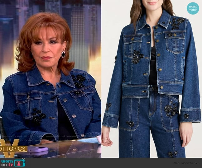 Cinq a Sept Riviera Crystal Denim Jacket worn by Joy Behar on The View