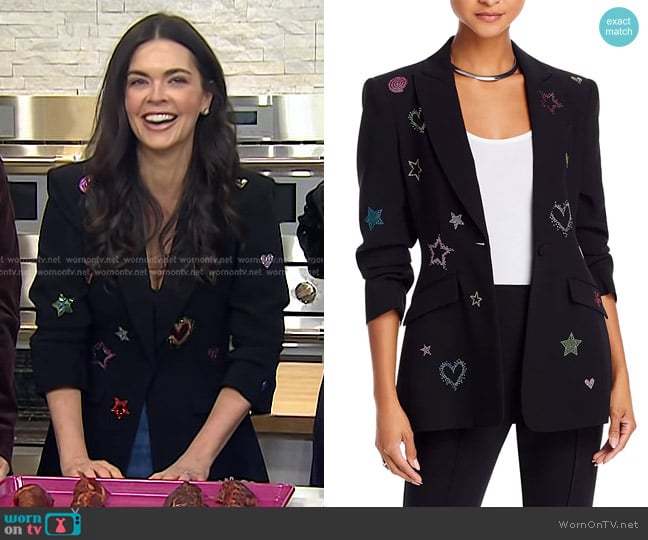 Cinq a Sept Embellished Scrunch Sleeve Blazer worn by Katie Lee on Today